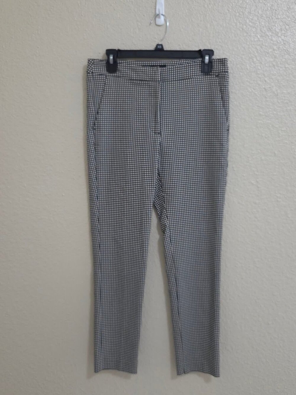 Zara Pants Womens M Black White Gingham Check Plaid Trousers Ankle Work Office